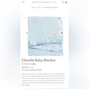 Little Giraffe Chenille Baby Blanket